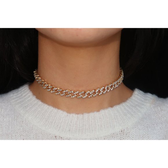 Iced Out Diamond CZ Miami Cuban Link Chain, 9mm Cuban Link Choker - Picture 3 of 7